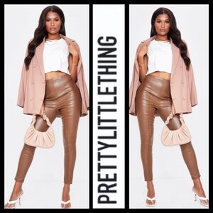 NWT PLT Chocolate Faux Leather Stretch Legging